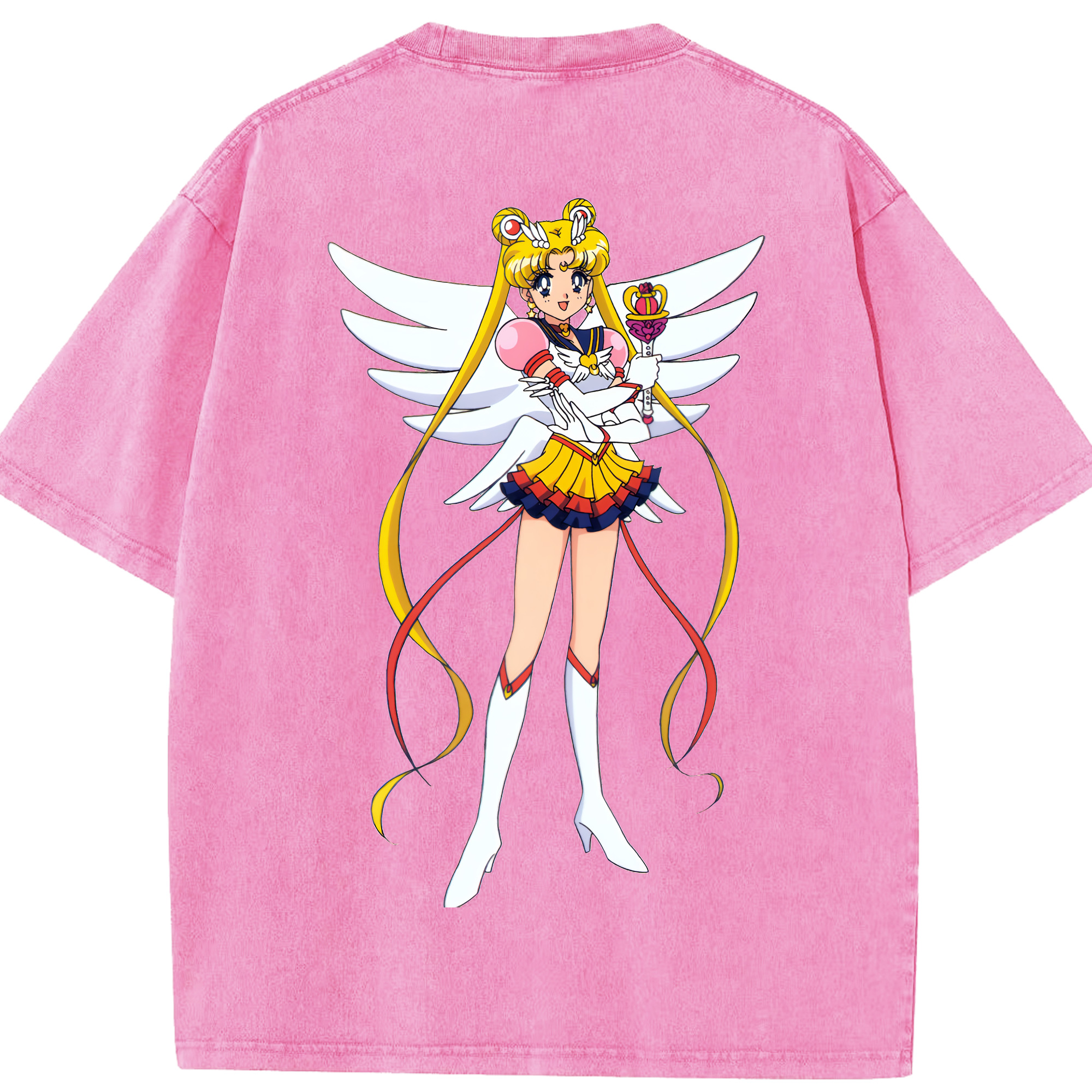 （画像用） 美少女戦士セーラームーン 月野 うさぎ つきの うさぎ Sailor Moon Tsukino Usagi 綿100% ヴィンテージ風 半袖Tシャツ（背面プリント）